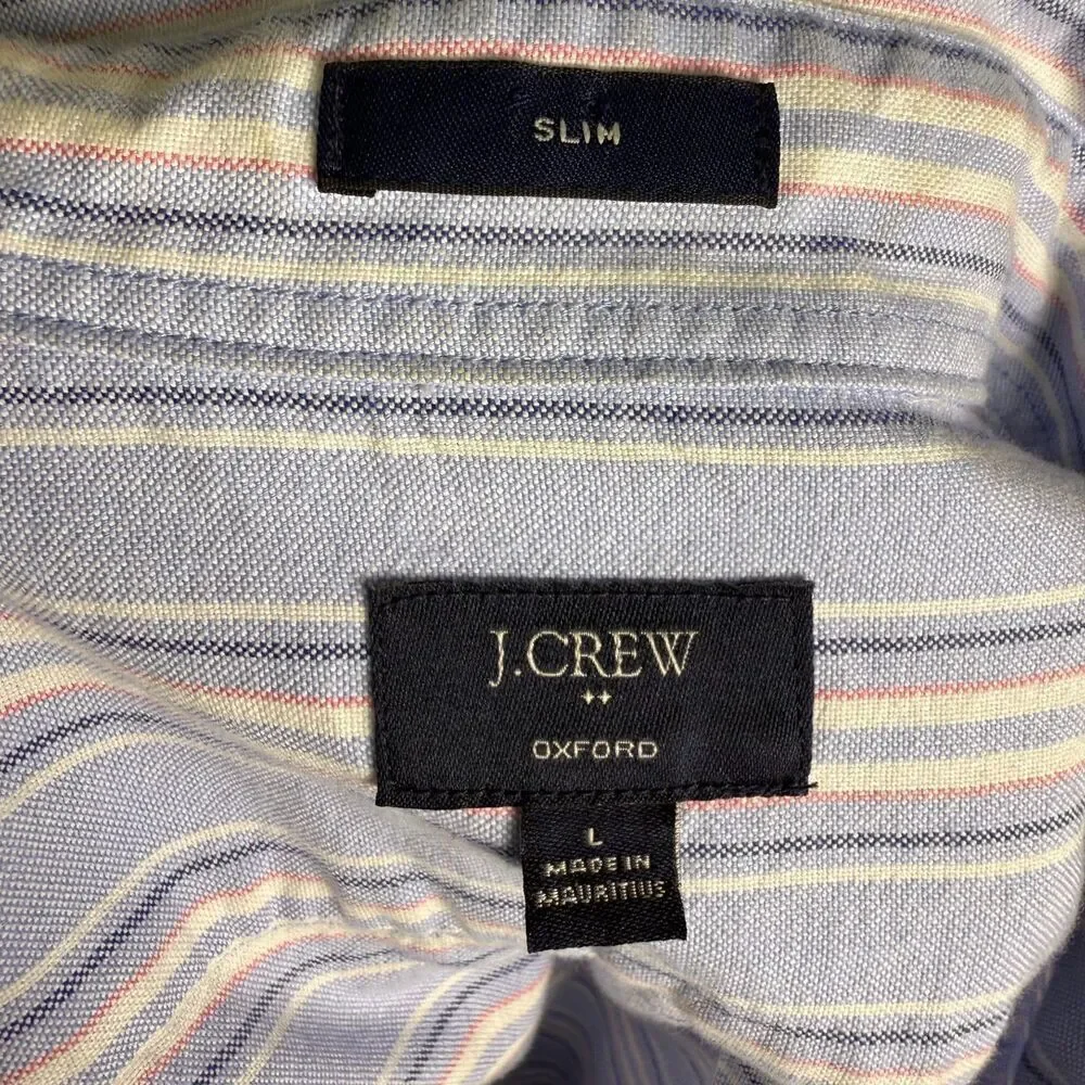 J. Crew Slim Button Down Long Sleeve Shirt, Size L, Blue Pink 100% Cotton 2/$25